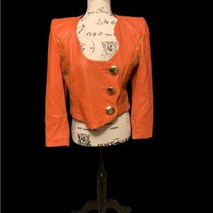 Orange Retro Leather Jacket